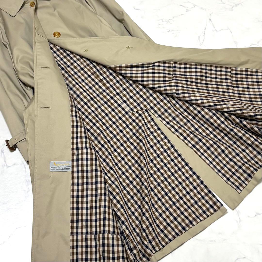 【美品】 アクアスキュータム トレンチコート ラグランスリーブ ロング丈