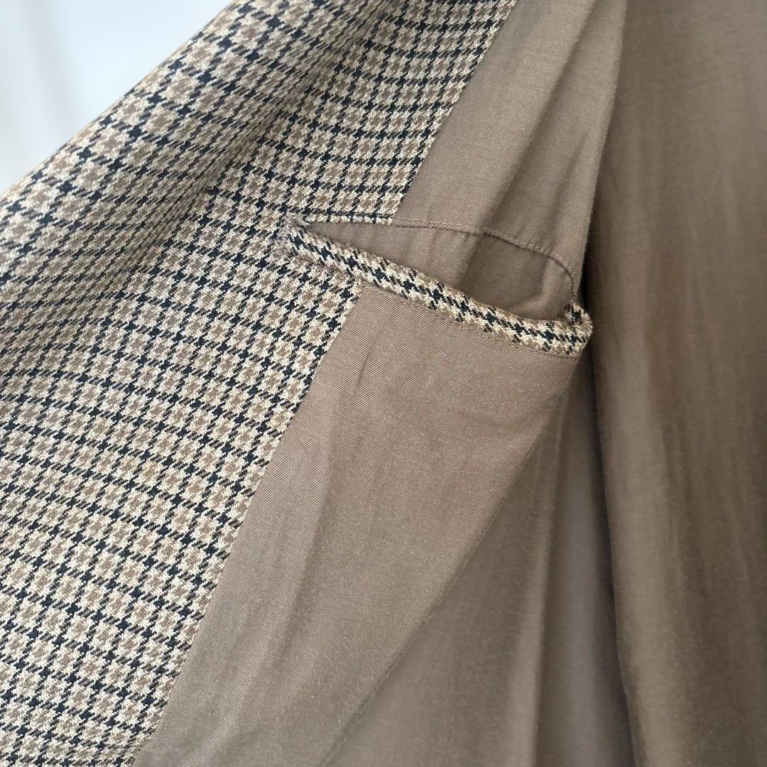 AURALEE ガンクラブチェック、ステンカラーコート　茶ベージュ系