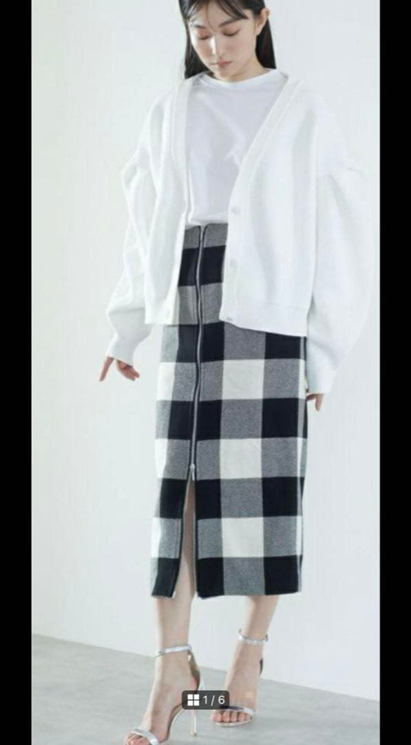 メゾンドドルチェ 2wayブロックチェックスカート ブラック タイトスカート