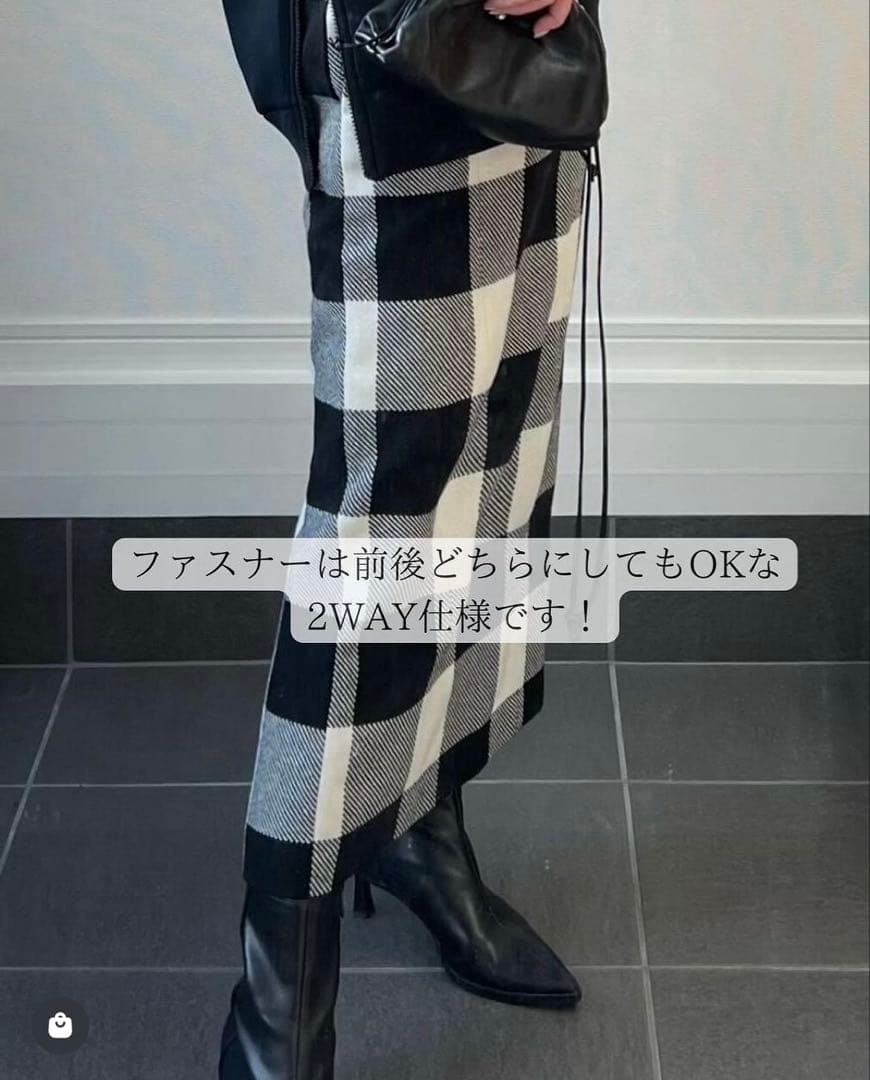 メゾンドドルチェ 2wayブロックチェックスカート ブラック タイトスカート