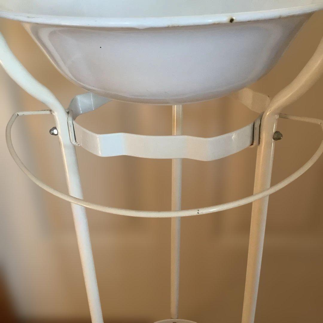 昭和レトロ　洗面器スタンド　ホーロー洗面器付き