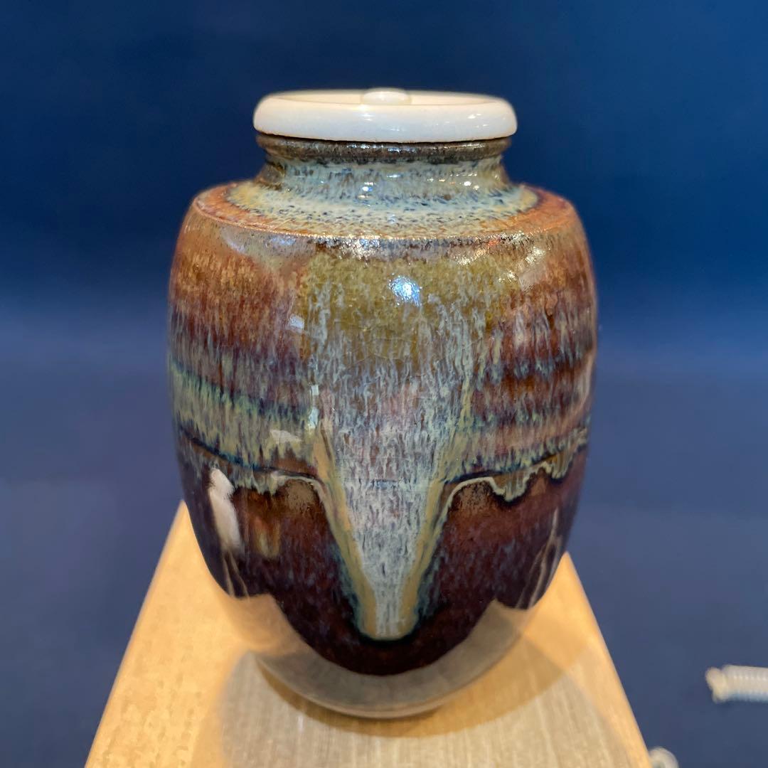 Seiko‼️高取焼」『肩衝茶入』【高取喜恵】(造)共箱※美品　茶道具