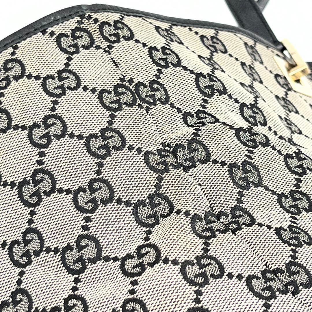 【大人気】GUCCI　グッチ　GG柄　グレー×ブラック　トートバッグ　レザー切替