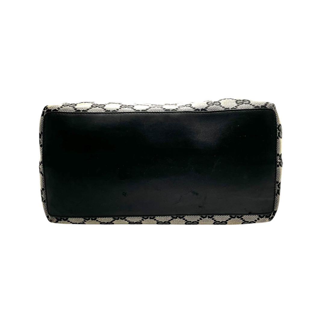 【大人気】GUCCI　グッチ　GG柄　グレー×ブラック　トートバッグ　レザー切替