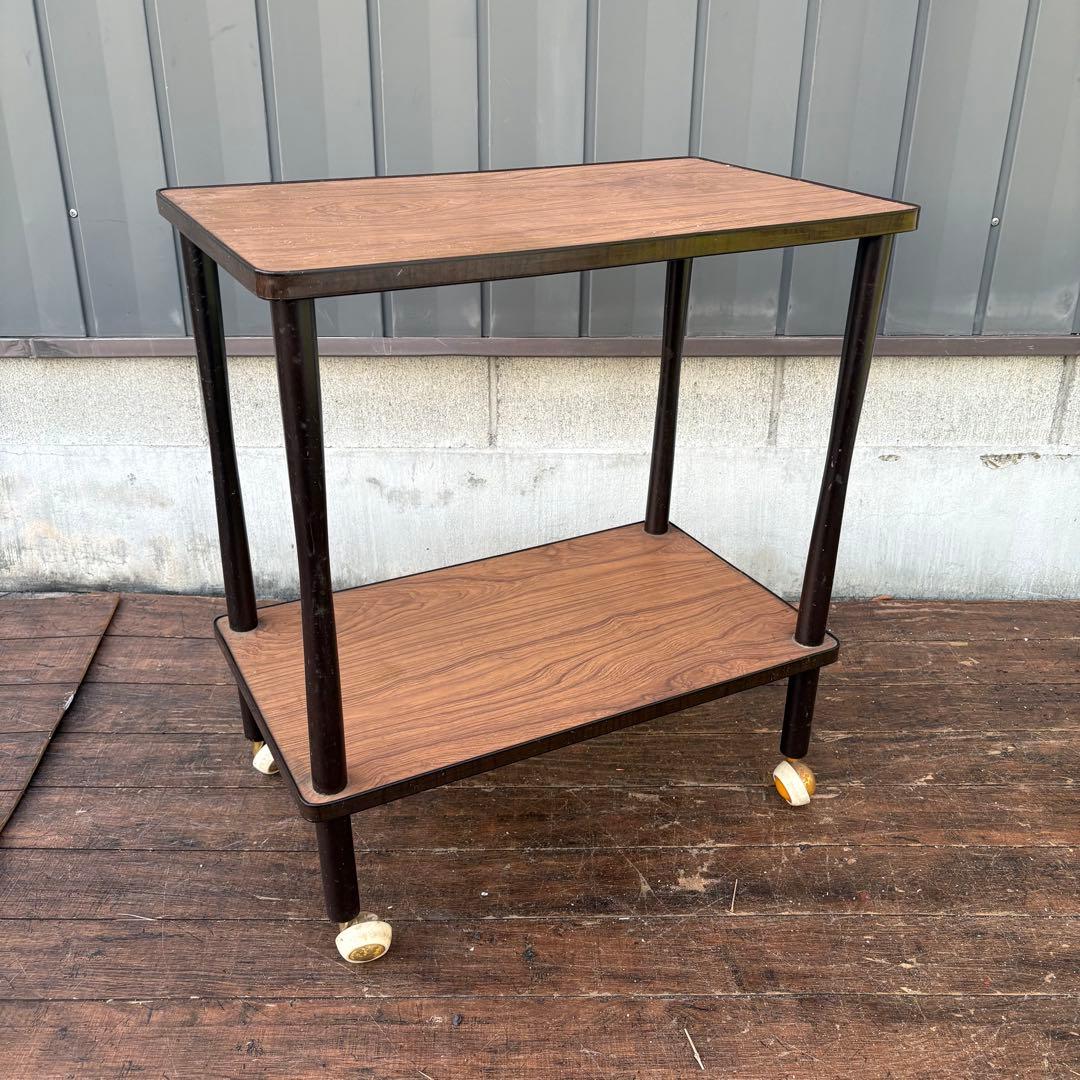B4 昭和レトロ ミッドセンチュリー ワゴンテーブル キャスター付 サイドワゴン