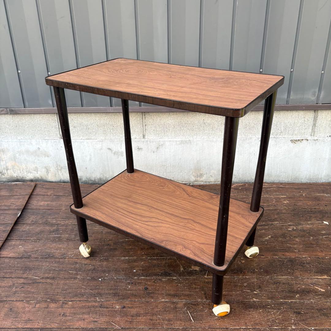 B4 昭和レトロ ミッドセンチュリー ワゴンテーブル キャスター付 サイドワゴン