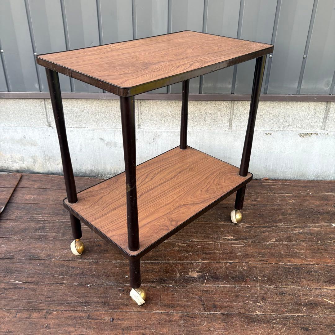 B4 昭和レトロ ミッドセンチュリー ワゴンテーブル キャスター付 サイドワゴン