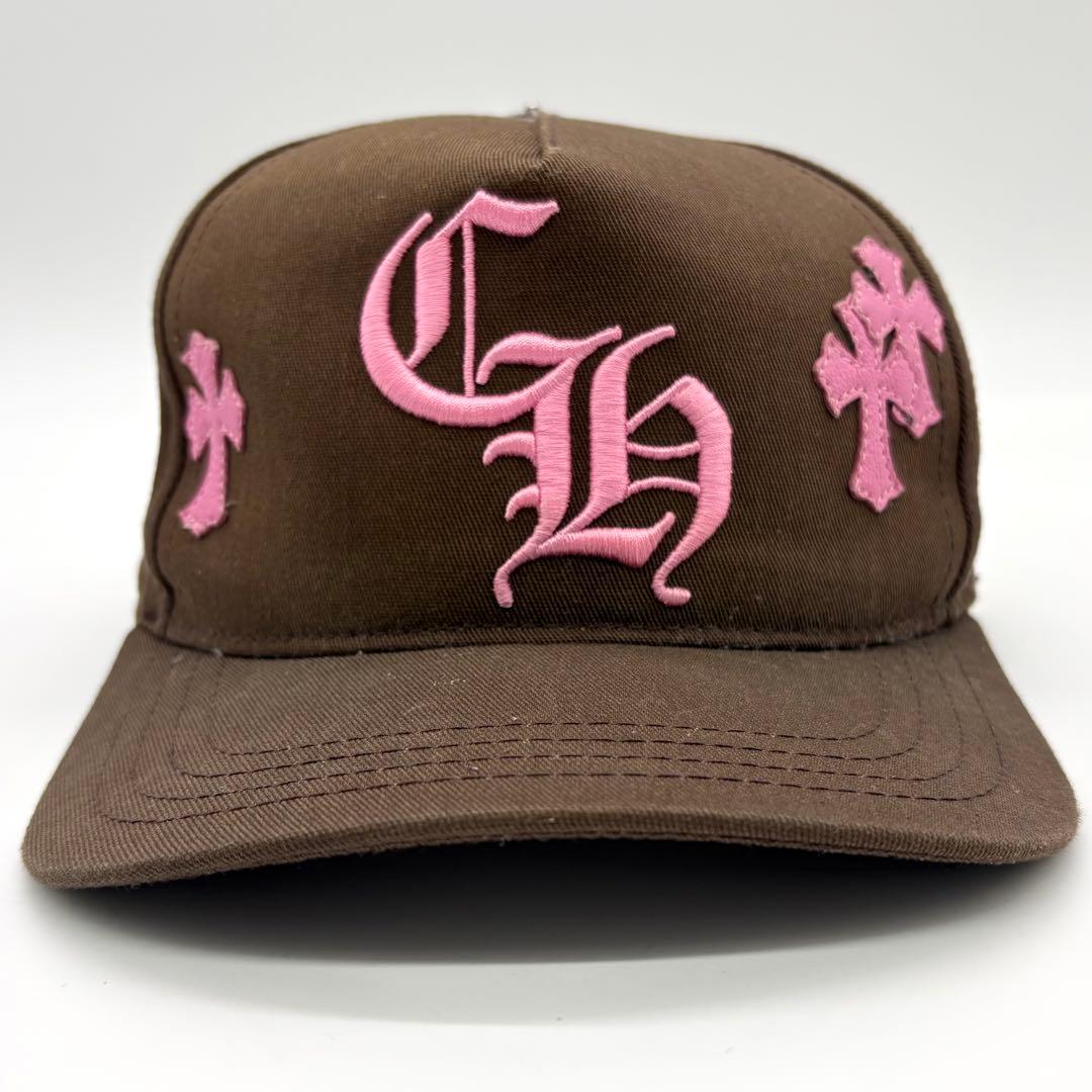 CHROME HEARTS ベースボールキャップ レザーパッチ ブラウン