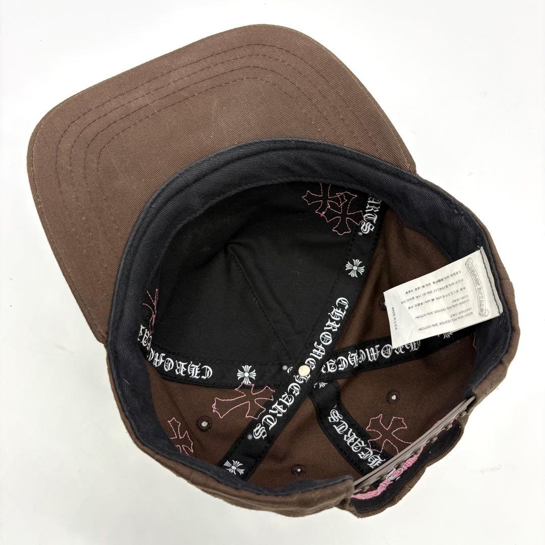 CHROME HEARTS ベースボールキャップ レザーパッチ ブラウン