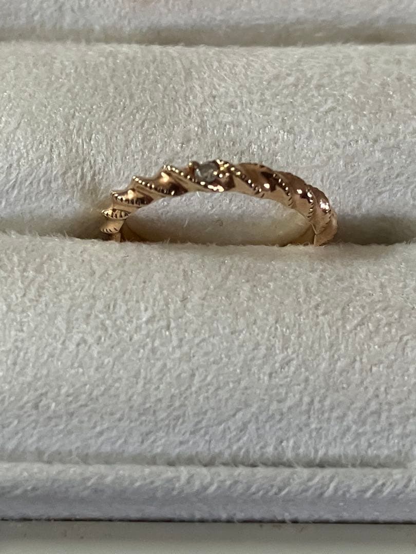 アガット　ピンキーリング　ダイヤ