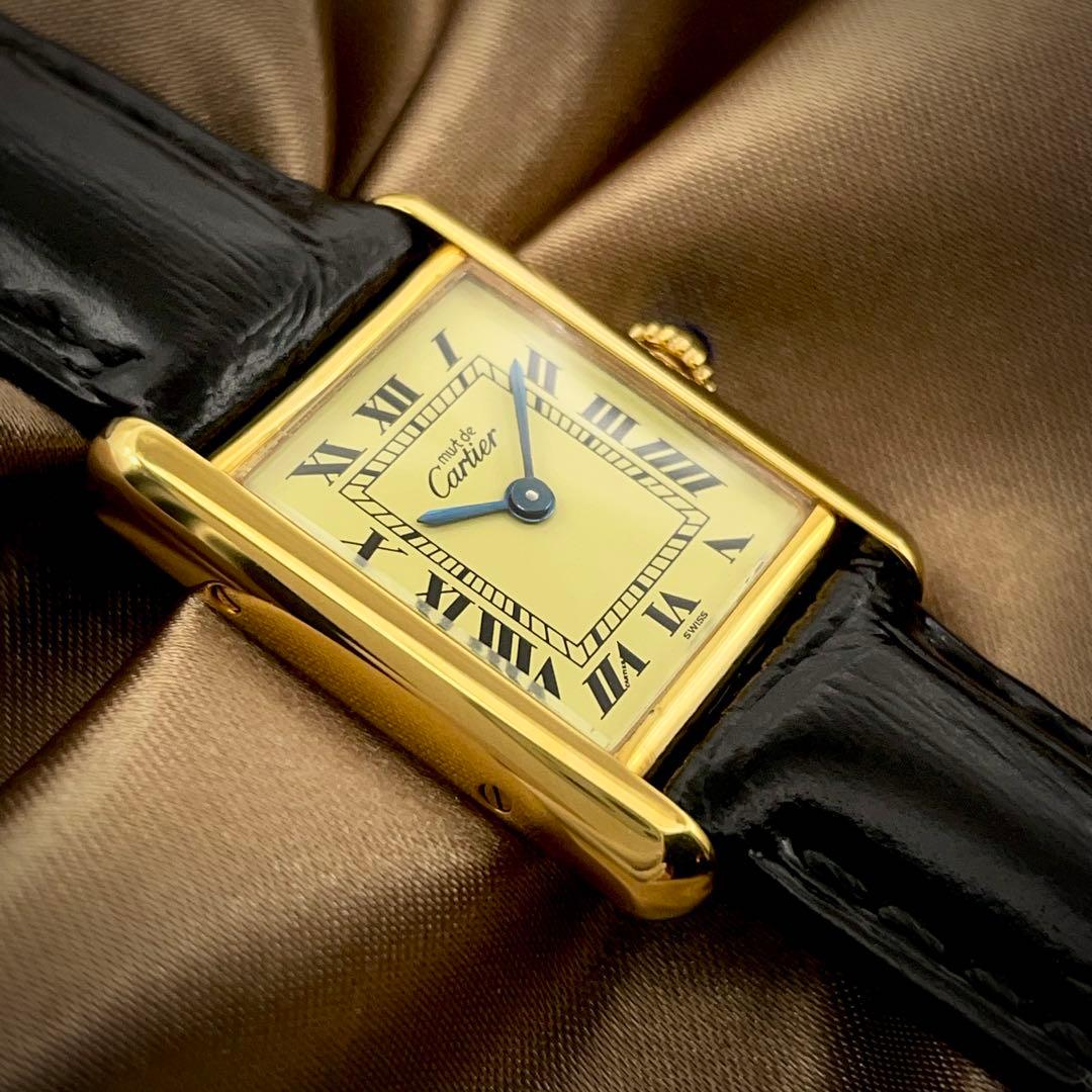 T215 カルティエ ヴェルメイユ マストタンクSM アイボリー文字盤 クォーツ