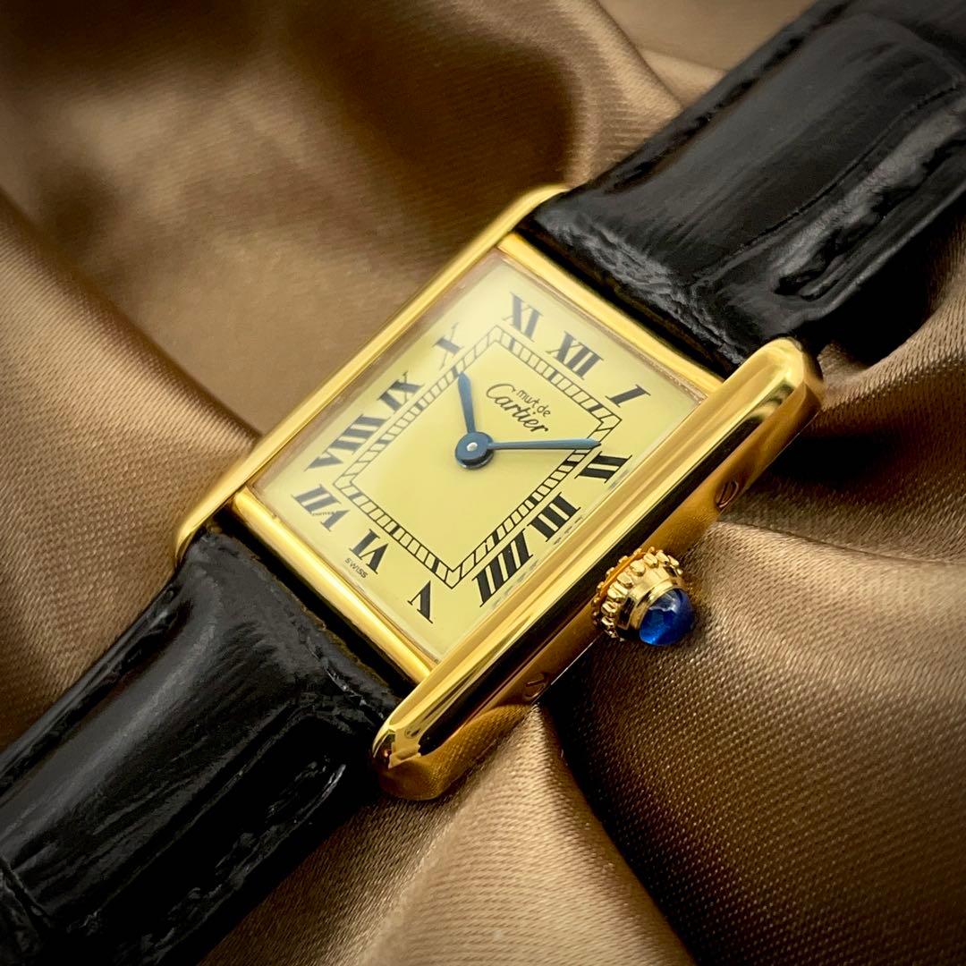T215 カルティエ ヴェルメイユ マストタンクSM アイボリー文字盤 クォーツ