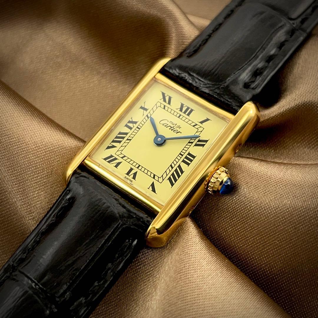 T215 カルティエ ヴェルメイユ マストタンクSM アイボリー文字盤 クォーツ