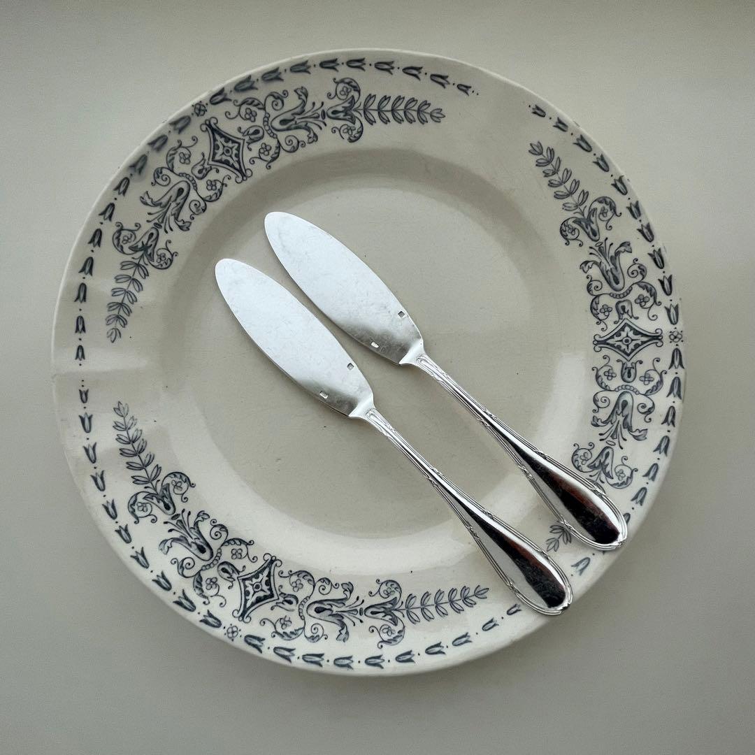 フランスアンティーク シルバーフィッシュナイフ２本セット