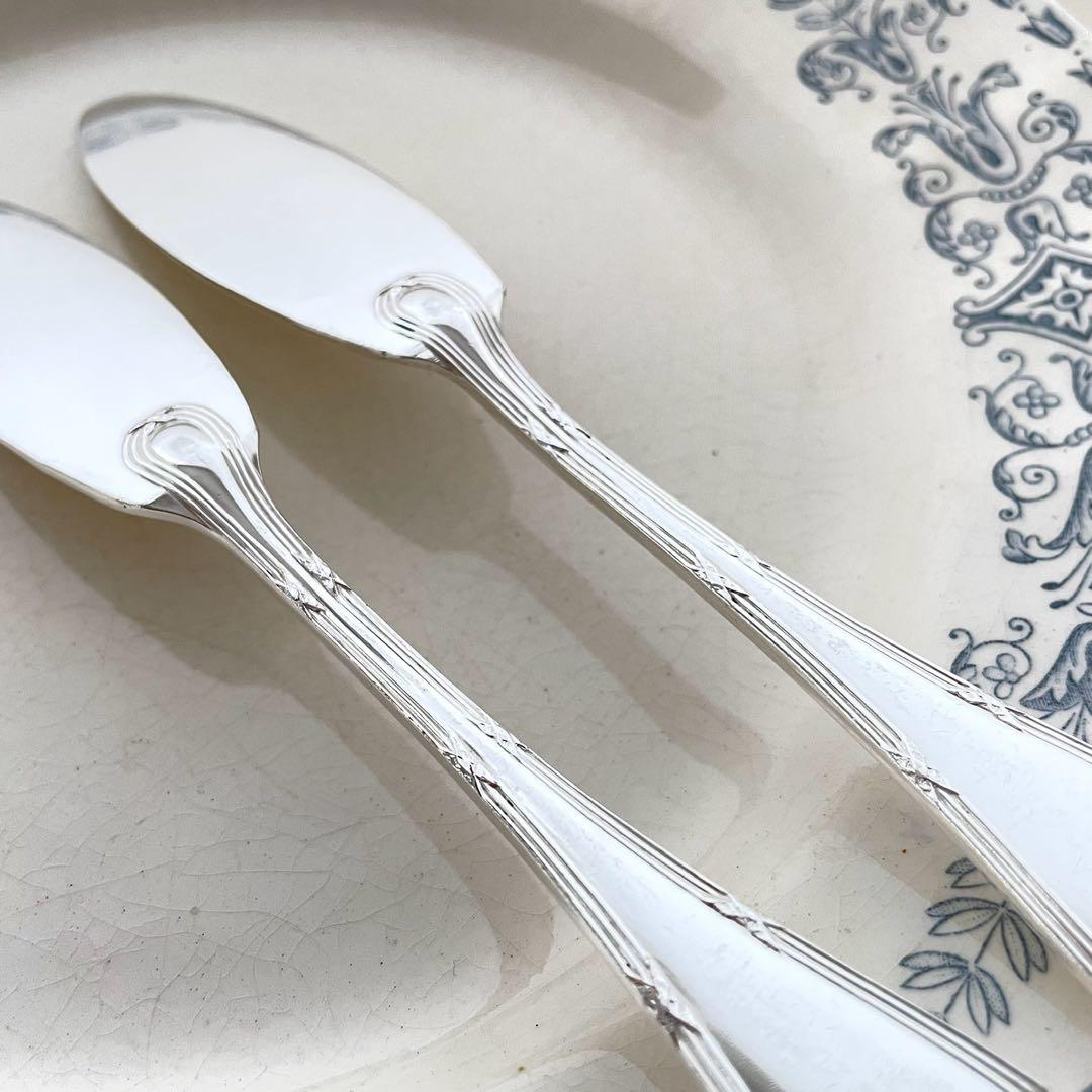 フランスアンティーク シルバーフィッシュナイフ２本セット