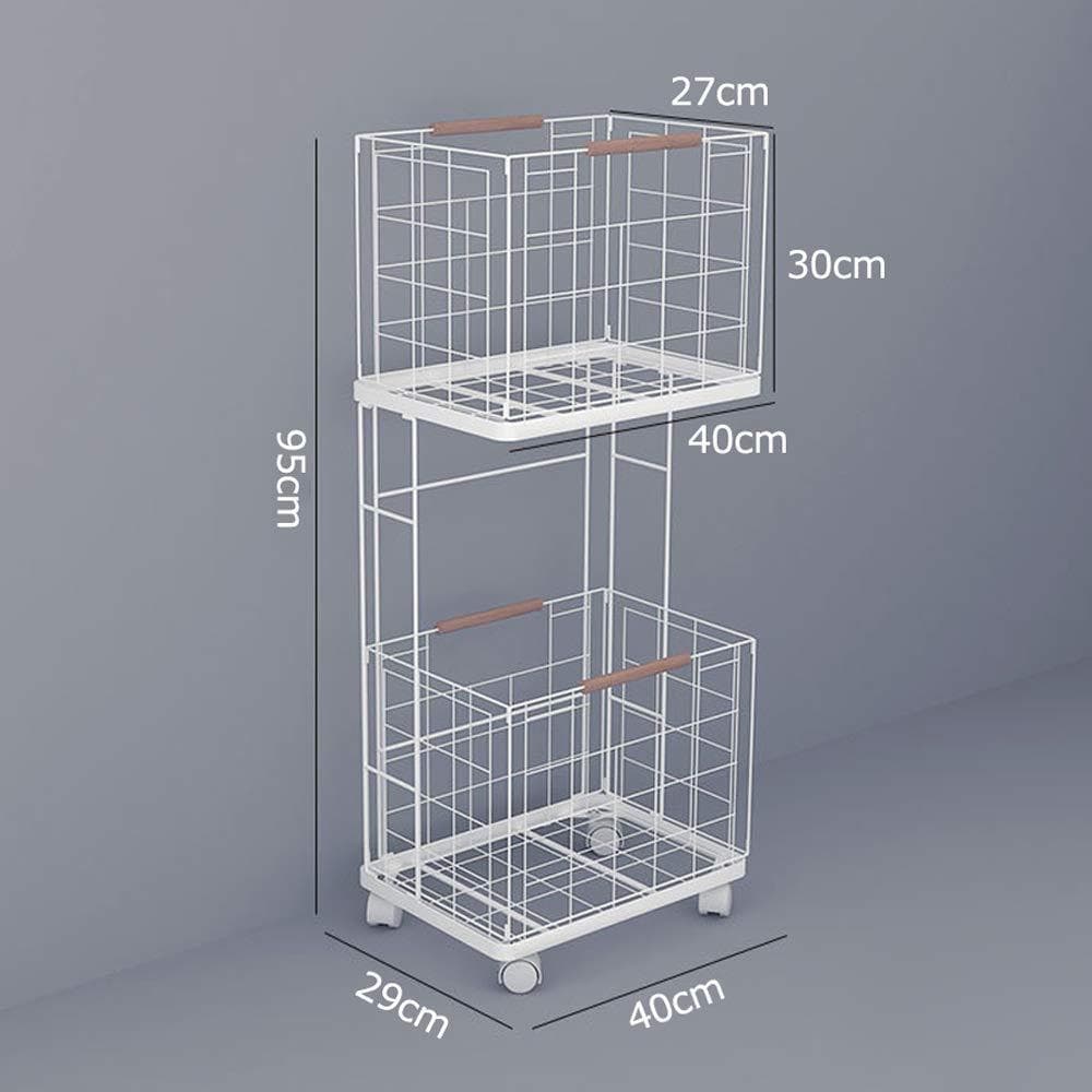 洗濯かご 2段 キャスター隙間収納 折りたたみ式 ランドリーワゴン