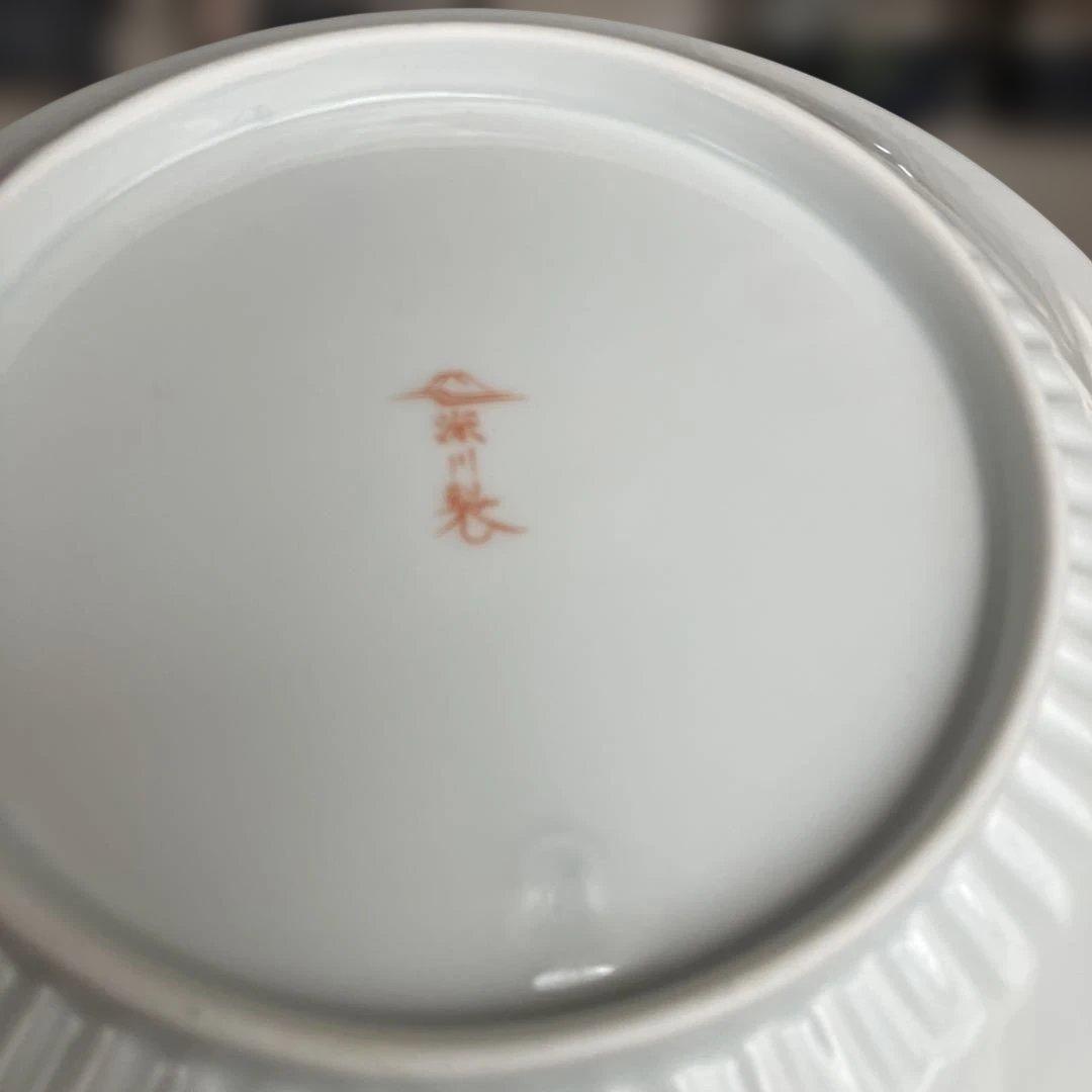 美品 深川製磁 金襴草花 青磁中皿 金彩 和皿揃え 5枚セット