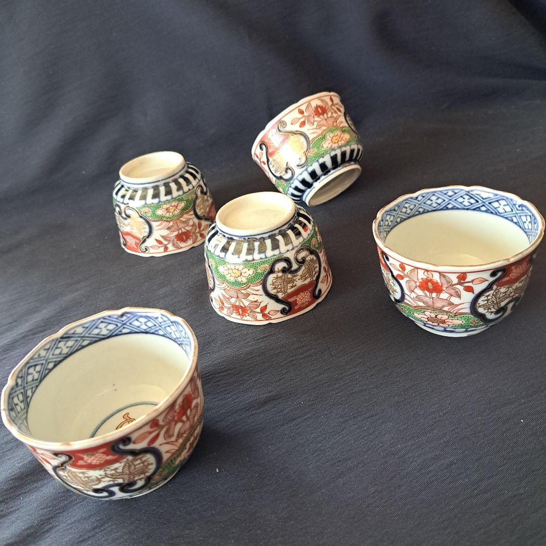 「スマートな向付(むこうずけ)その② 直径7.5cm」古伊万里 3客セット 骨董