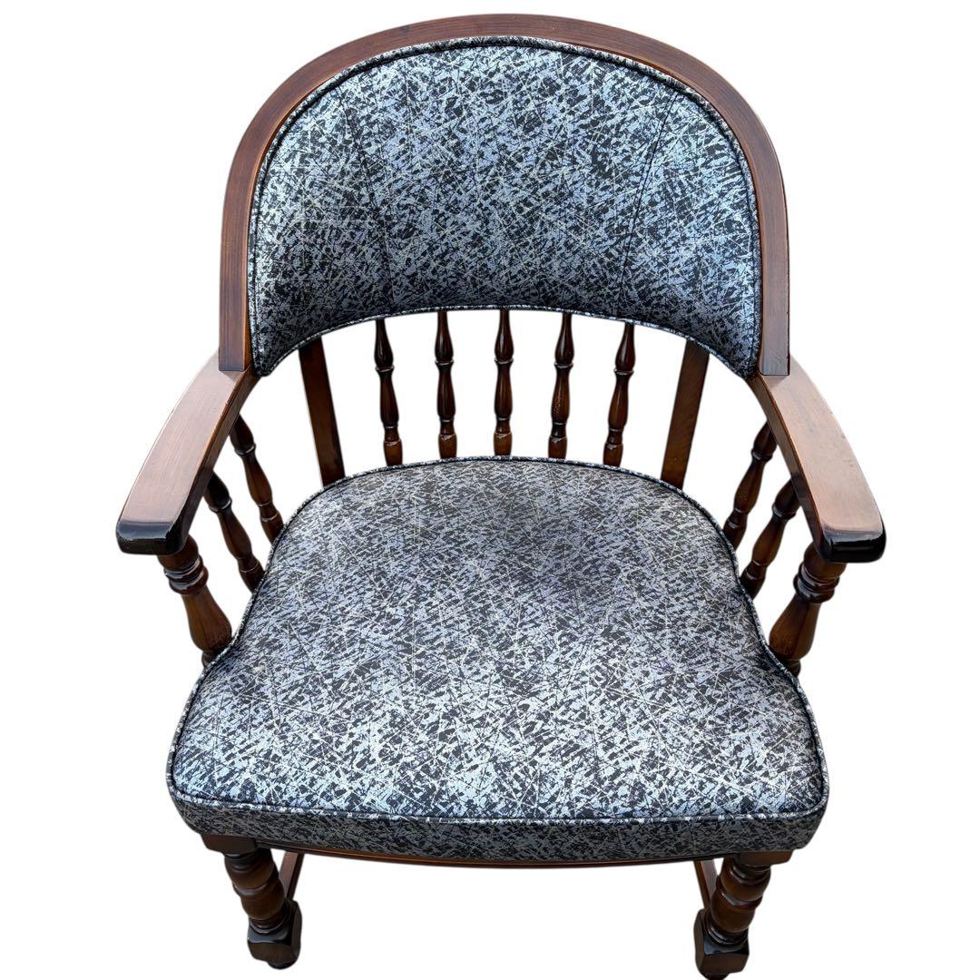 【希少】オールドカリモク コロニアル 合皮 ラタン アームチェア ②