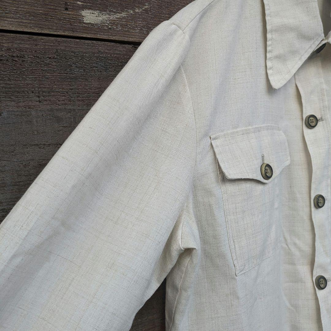 60s　英国製　Dunn&Co　亜麻　リネンジャケット　マルチポケット　生成り