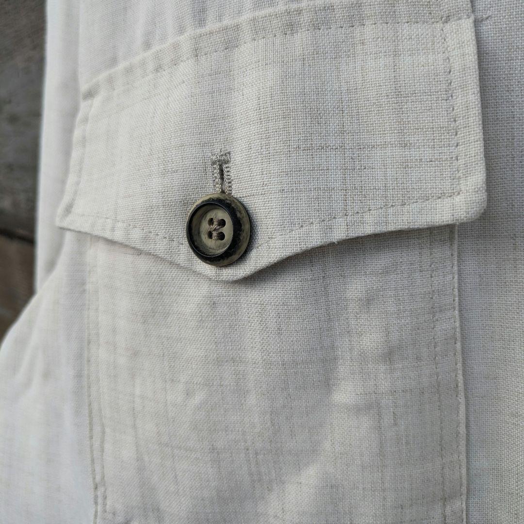 60s　英国製　Dunn&Co　亜麻　リネンジャケット　マルチポケット　生成り