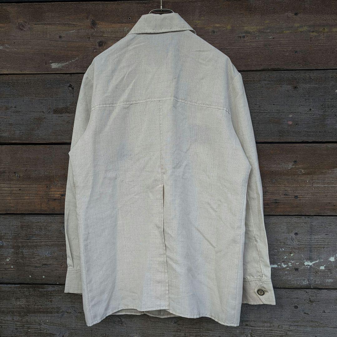 60s　英国製　Dunn&Co　亜麻　リネンジャケット　マルチポケット　生成り