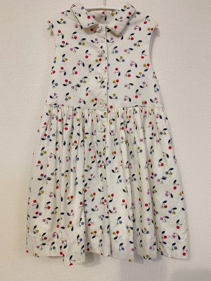 美品 Bonpoint ノースリーブ ワンピース 4A 襟付き さくらんぼ