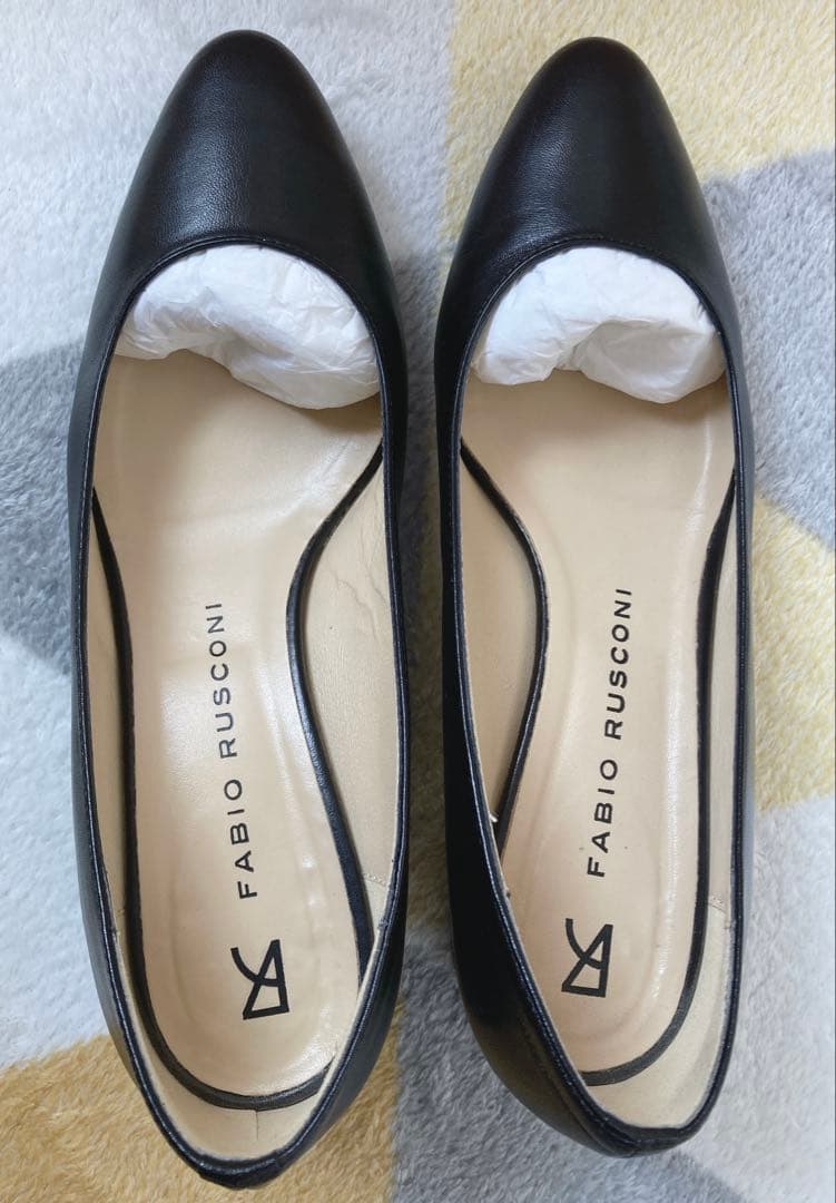 ファビオルスコーニ レザー ブラック チャンキーヒール 現行 24cm