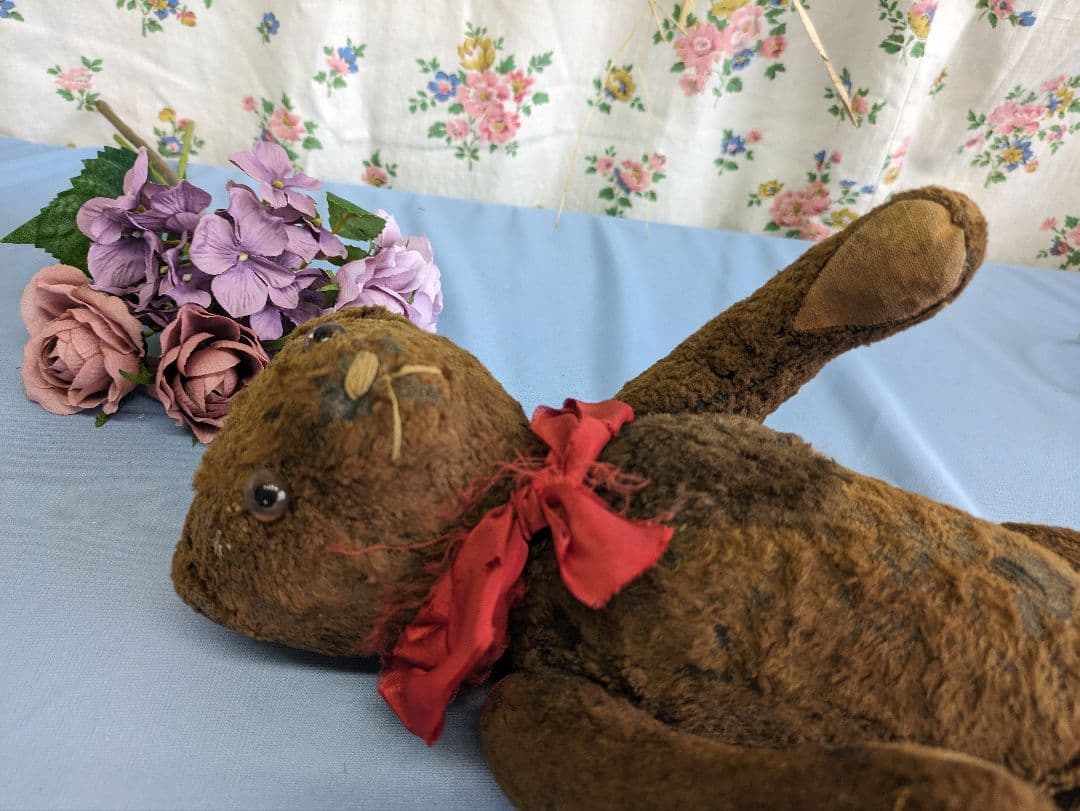 フランス アンティーク テディベア 34cm 1950年代 パッチワークあり