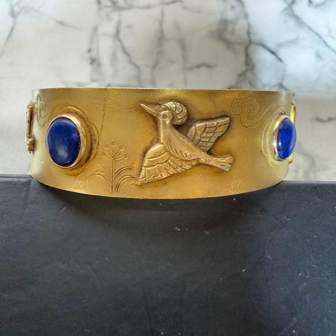 ヴィンテージ シルバーバングル 刻印「礼」ゴールドカラー　54g