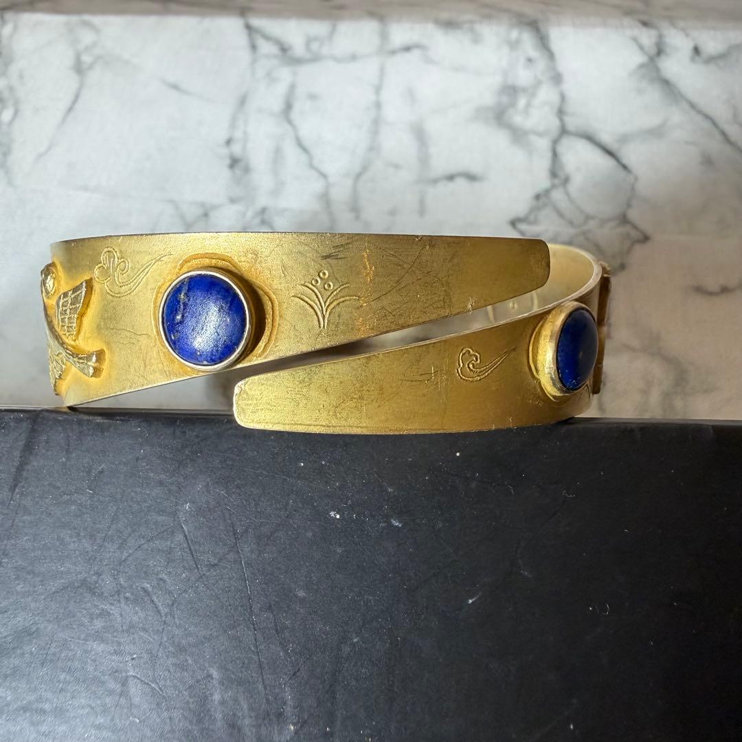 ヴィンテージ シルバーバングル 刻印「礼」ゴールドカラー　54g