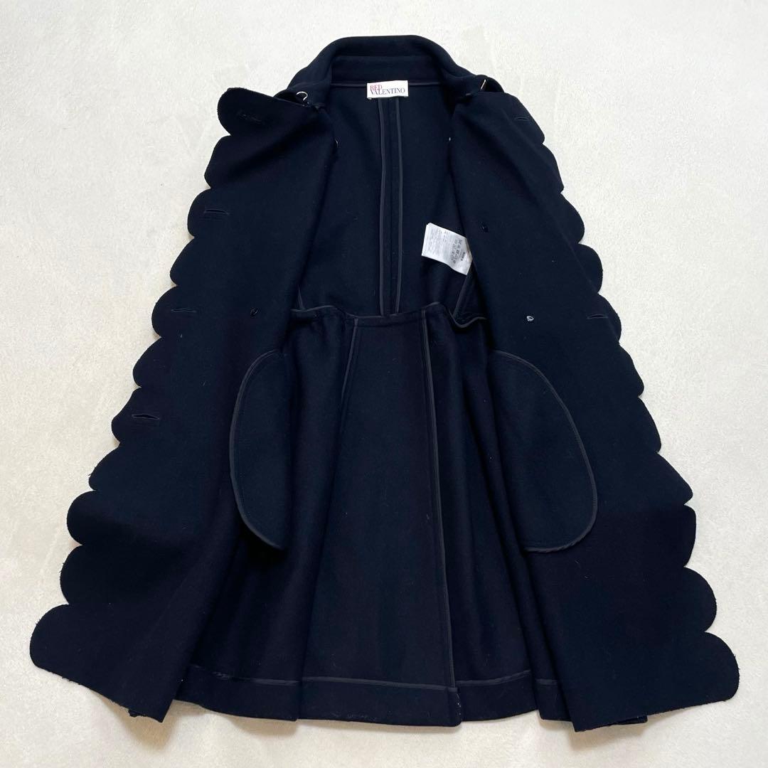 レッドヴァレンティノ スカラップダブルブレストウールブレンドコート 40 M