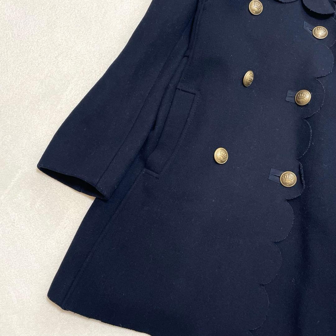 レッドヴァレンティノ スカラップダブルブレストウールブレンドコート 40 M