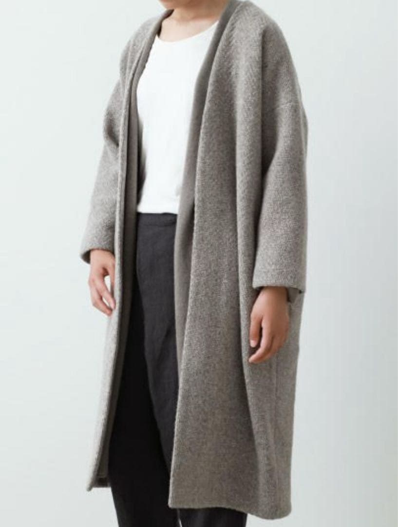 最終出品明日まで【未使用】evam eva ウールツイードローブコート