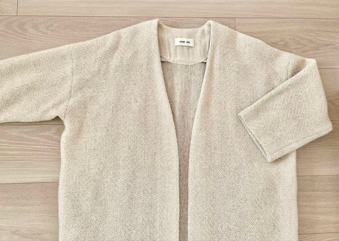 最終出品明日まで【未使用】evam eva ウールツイードローブコート