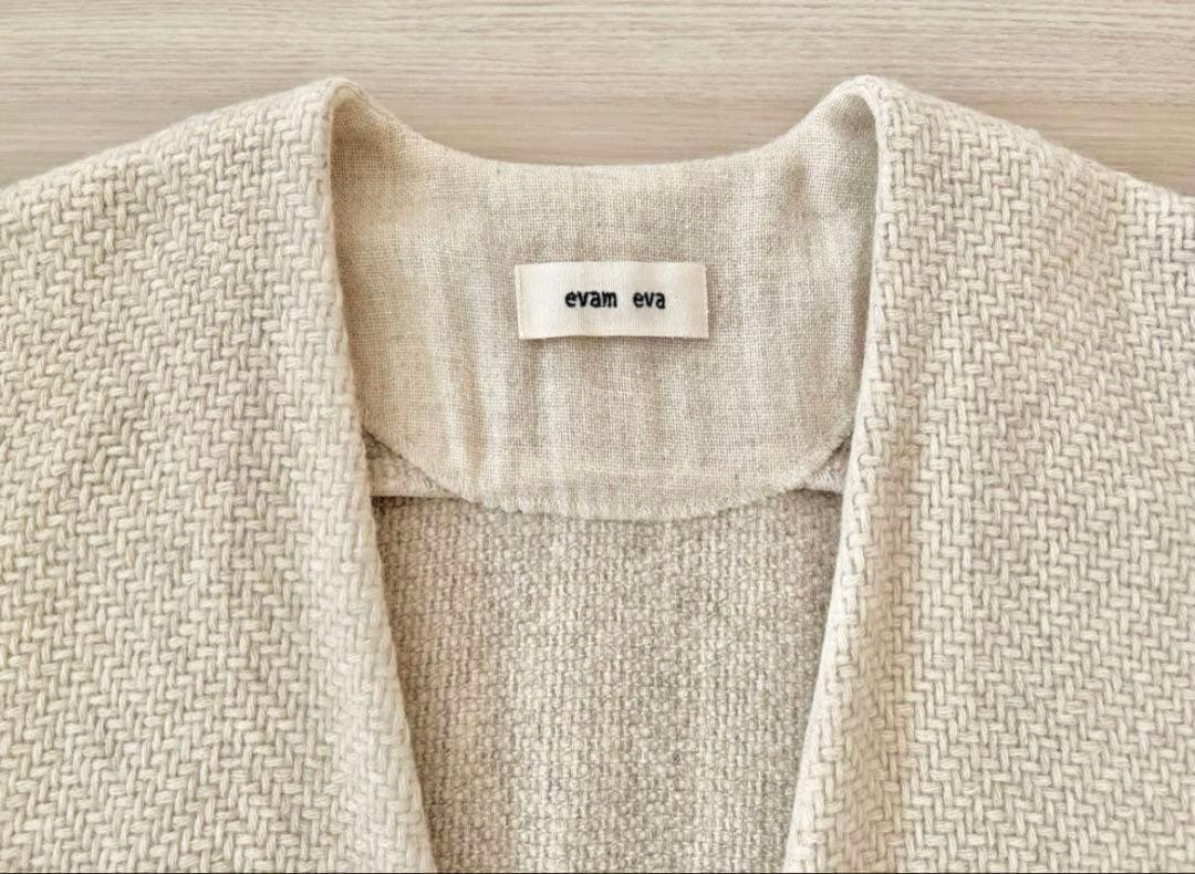 最終出品明日まで【未使用】evam eva ウールツイードローブコート