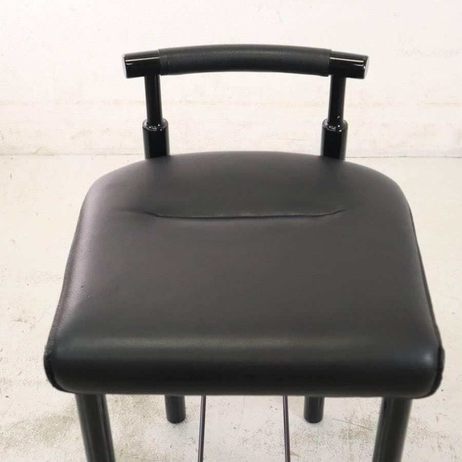 値下モリシゲ 本革張り ハイチェア カウンターチェア ブラック