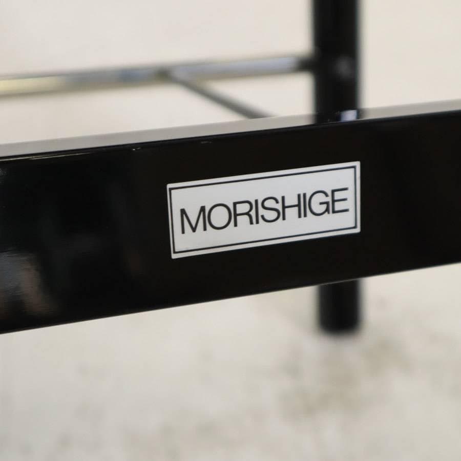 値下モリシゲ 本革張り ハイチェア カウンターチェア ブラック