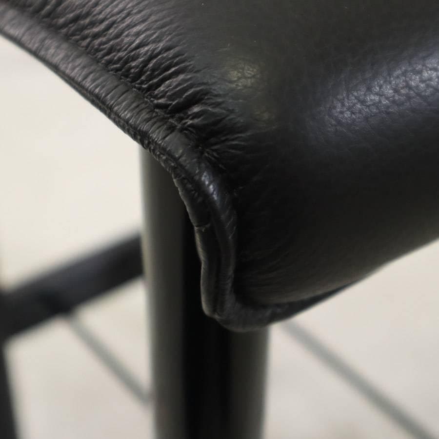 値下モリシゲ 本革張り ハイチェア カウンターチェア ブラック