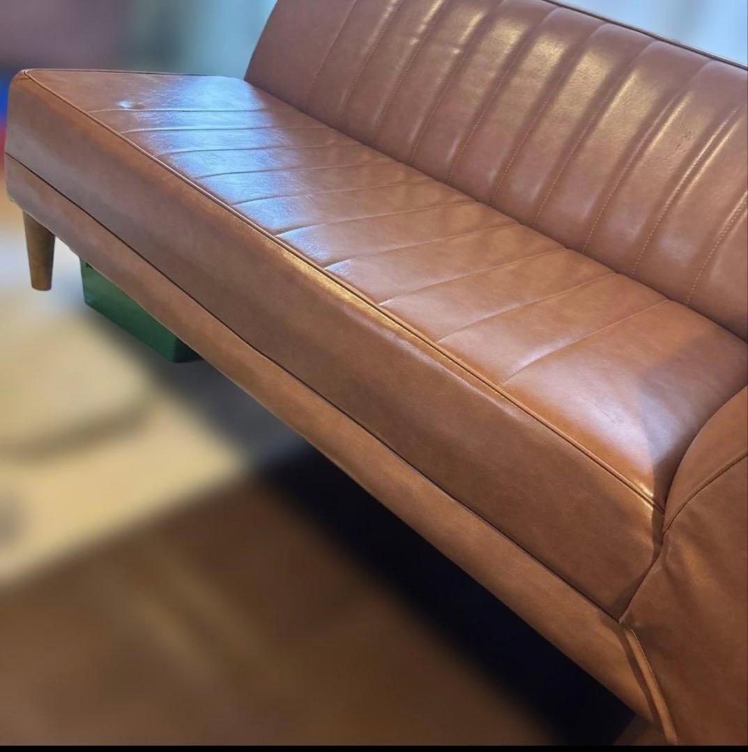 JAM-LDブラウン ストライプデザイン カウチソファ