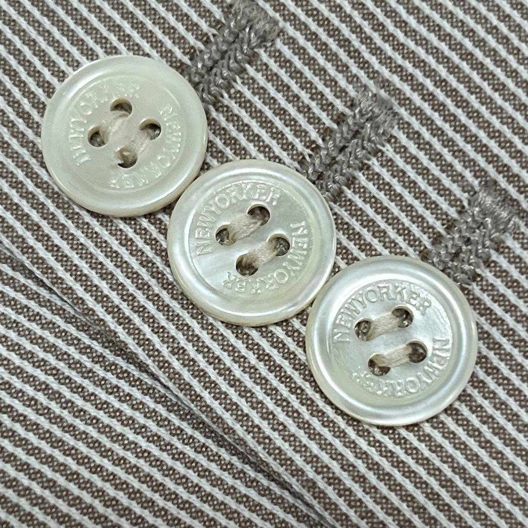 ニューヨーカー　パンツスーツ　シアサッカ　リネン混　ウォッシャブル　伸縮性　XL