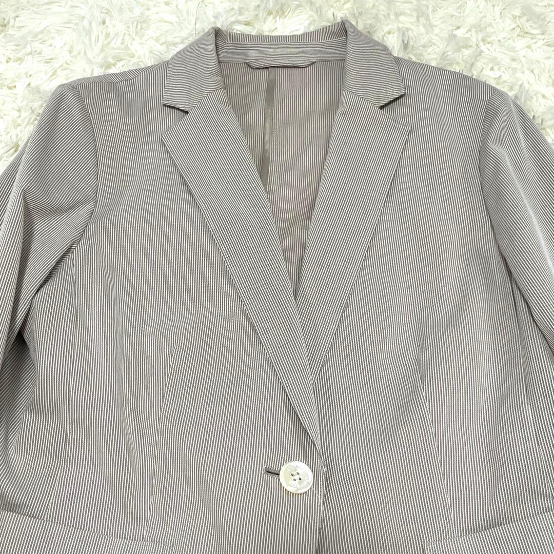 ニューヨーカー　パンツスーツ　シアサッカ　リネン混　ウォッシャブル　伸縮性　XL