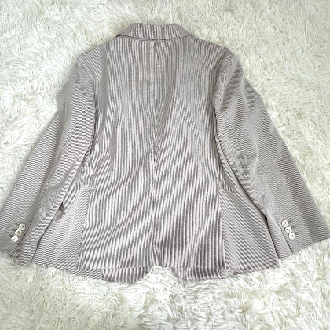 ニューヨーカー　パンツスーツ　シアサッカ　リネン混　ウォッシャブル　伸縮性　XL