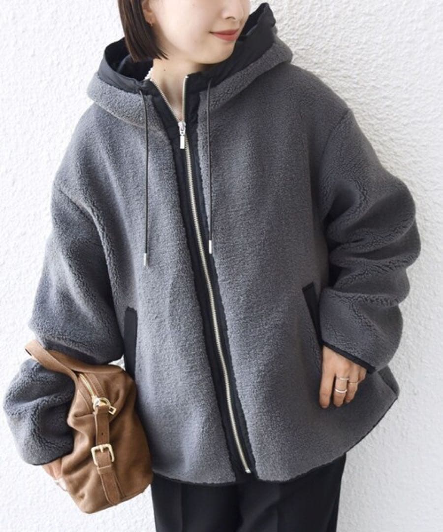 即発送★SHIPS for women【WEB限定】ボア 配色 フード ブルゾン