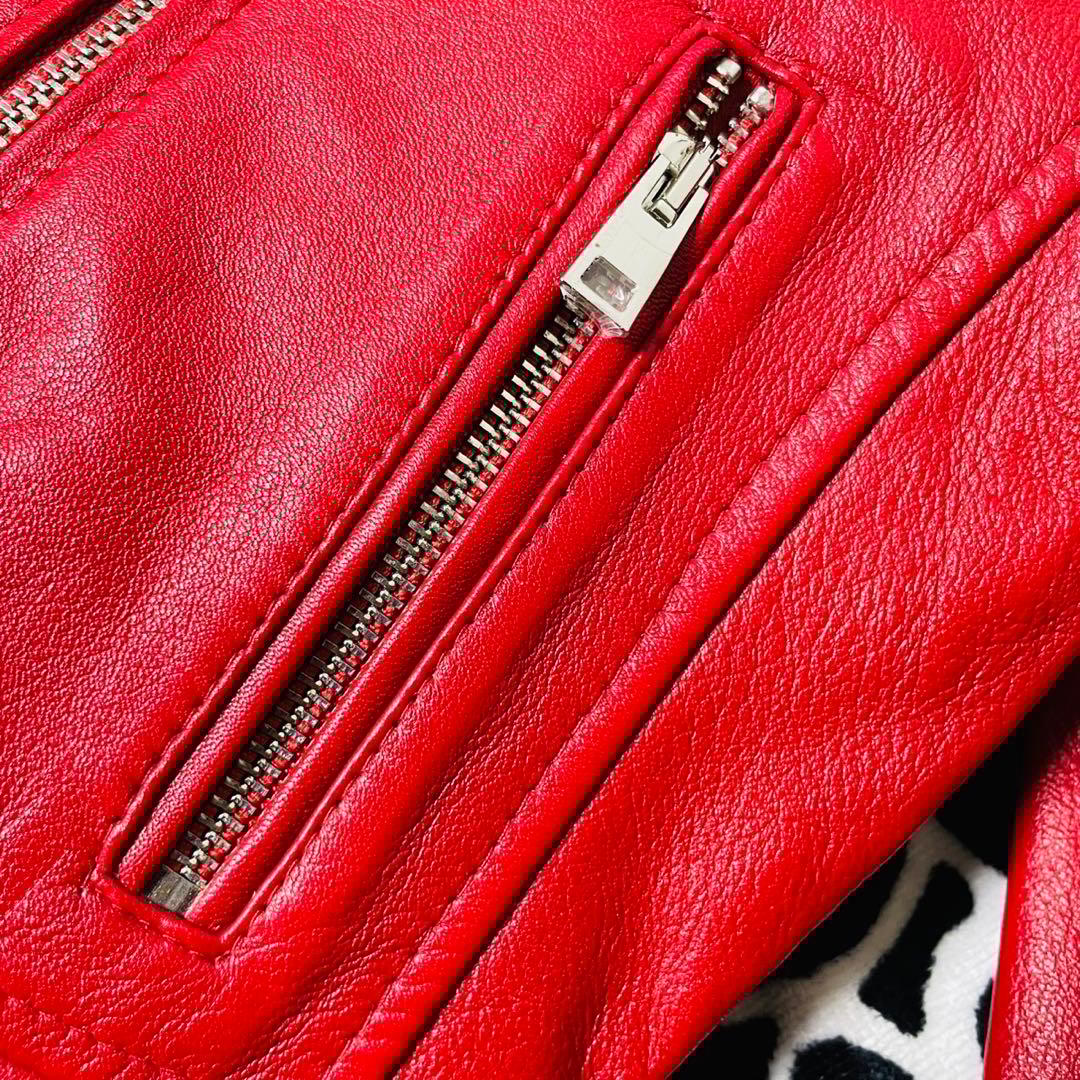 【新品未使用】PINKO レザージャケット レッド レディース　タグ付き 38