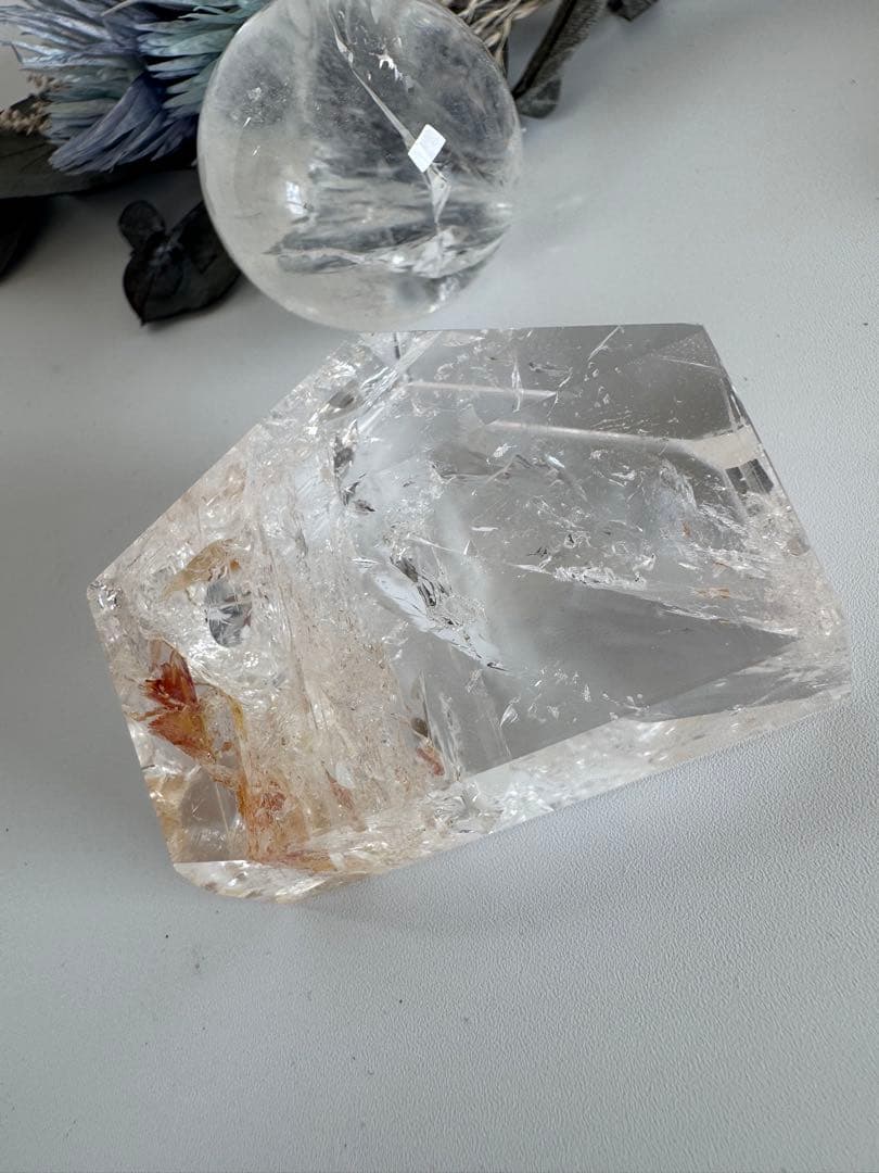 ピンクアゼツライト(流通名) フリーフォーム　ファイヤークォーツヘマタイト入り