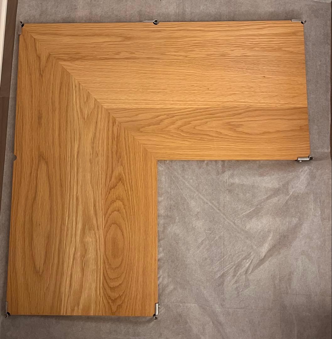 無印　コーナータイプ　ステンレスユニットシェルフ 4枚 オーク材