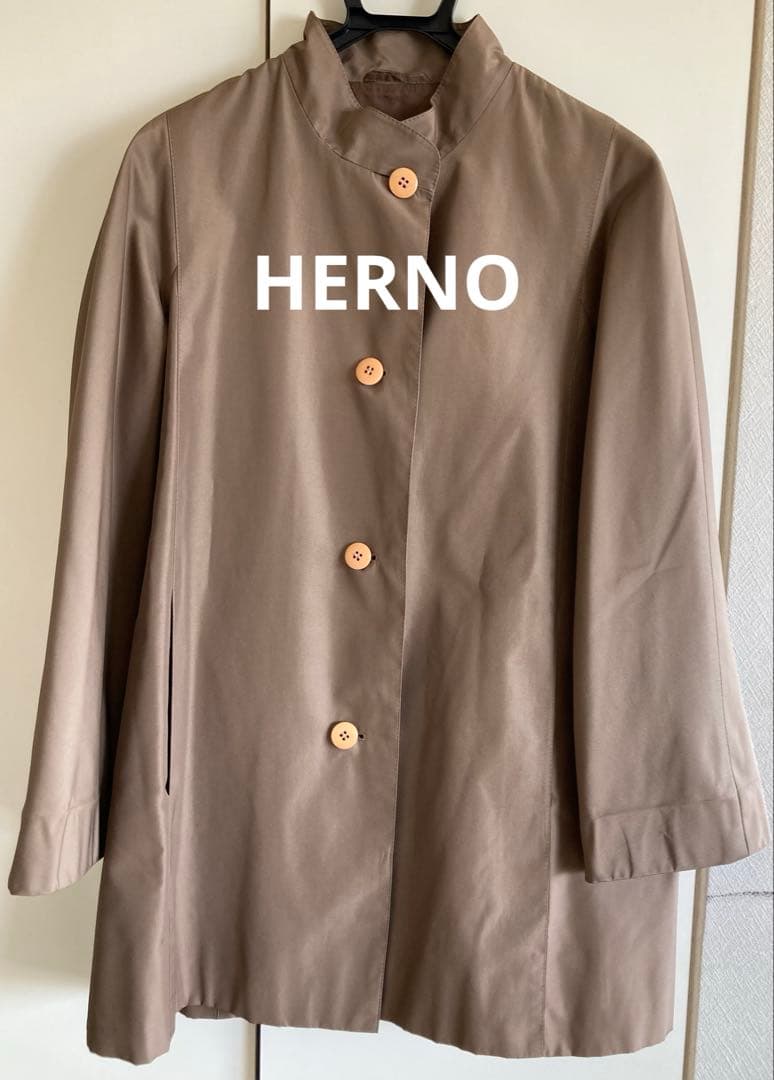 HERNO ヘルノ ライトコート シルク 100% グレージュ ベージュ