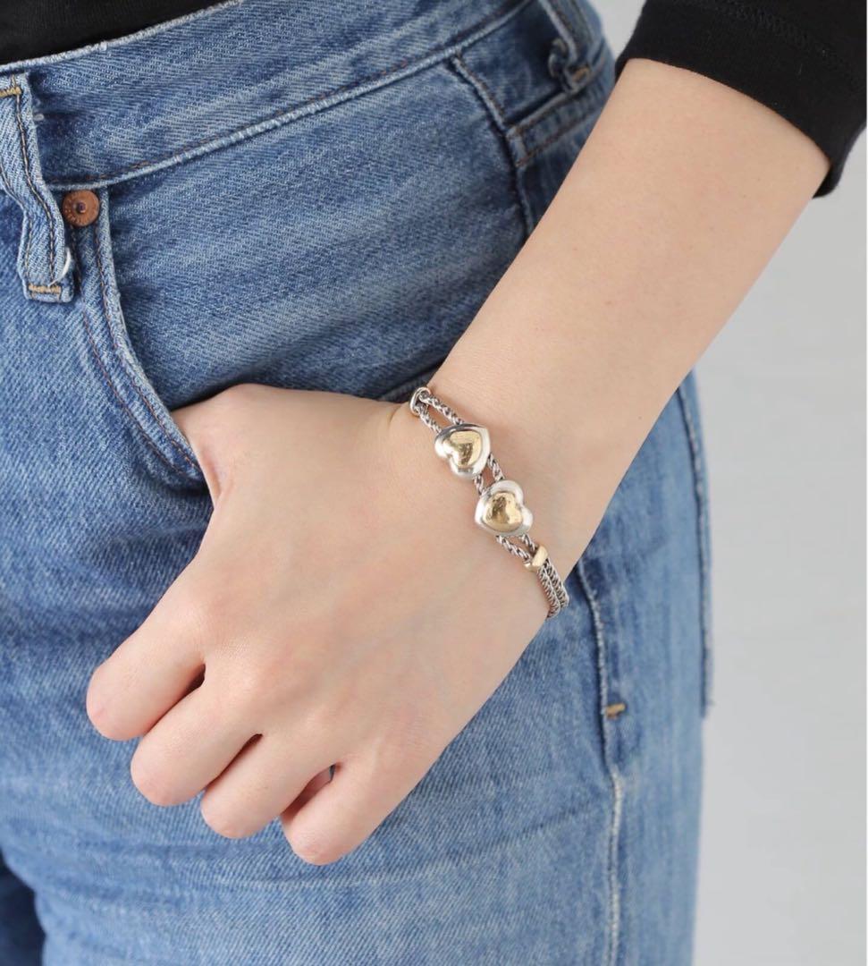 【極美品】オールドティファニー ハート コンビ ブレスレット シルバー ゴールド