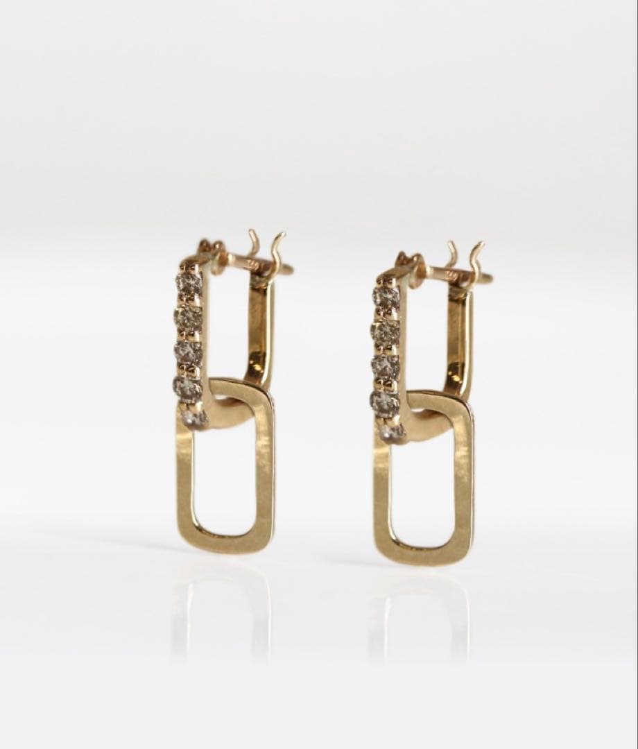 cui-cui LIEN ダイヤモンド ピアス K10YG｜取り外し可｜モダン